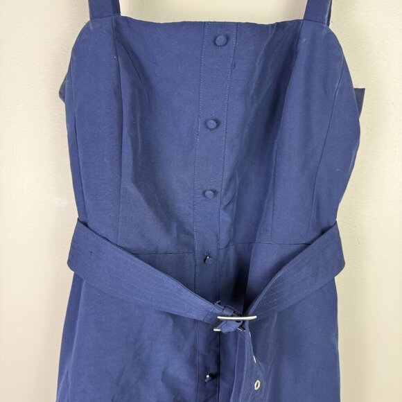 Julia Jordan Women's Navy Blue Belted Button Midi Dress Front Size 8 Party Chic - Picture 5 of 11